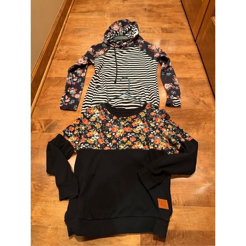 Woman’s Mindy Mae’s market hoodie and sweatshirt bundle
